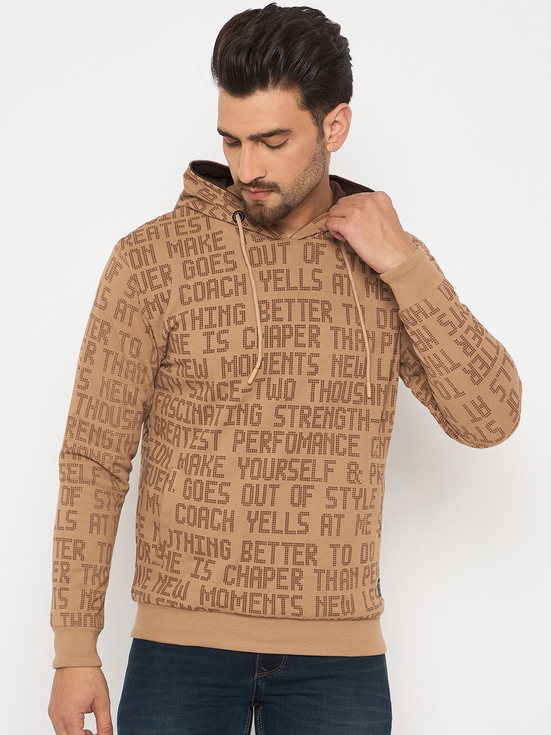 

Duke Men Printed Hooded Sweatshirt, Beige