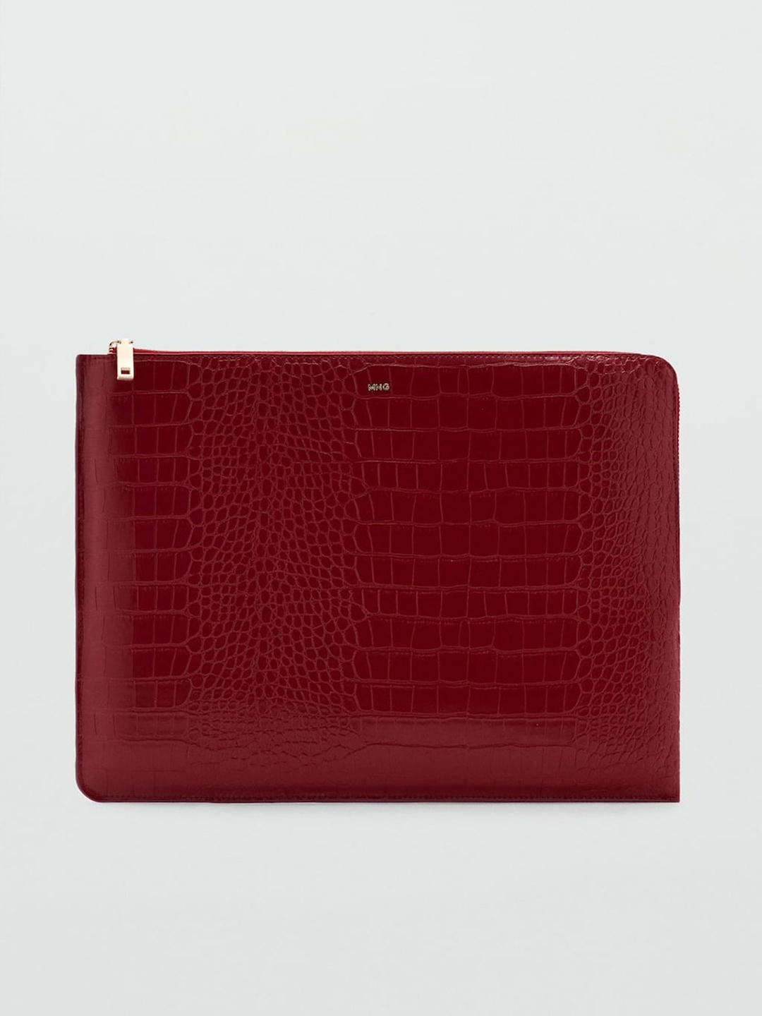 

MANGO Women Croc-Effect Textured 17 Inch Laptop Sleeve, Maroon