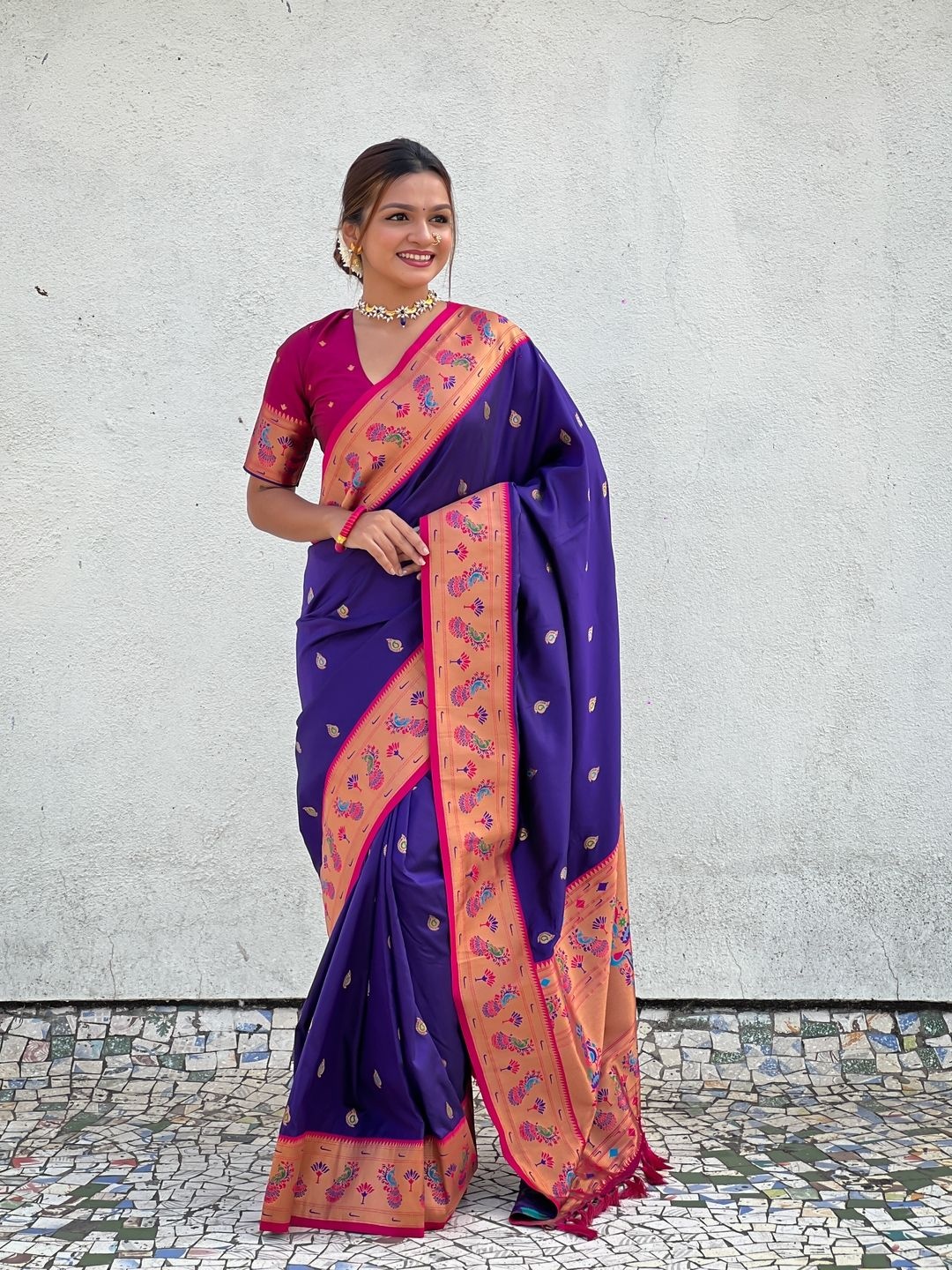 

Suha Art Silk Paithani Saree, Violet