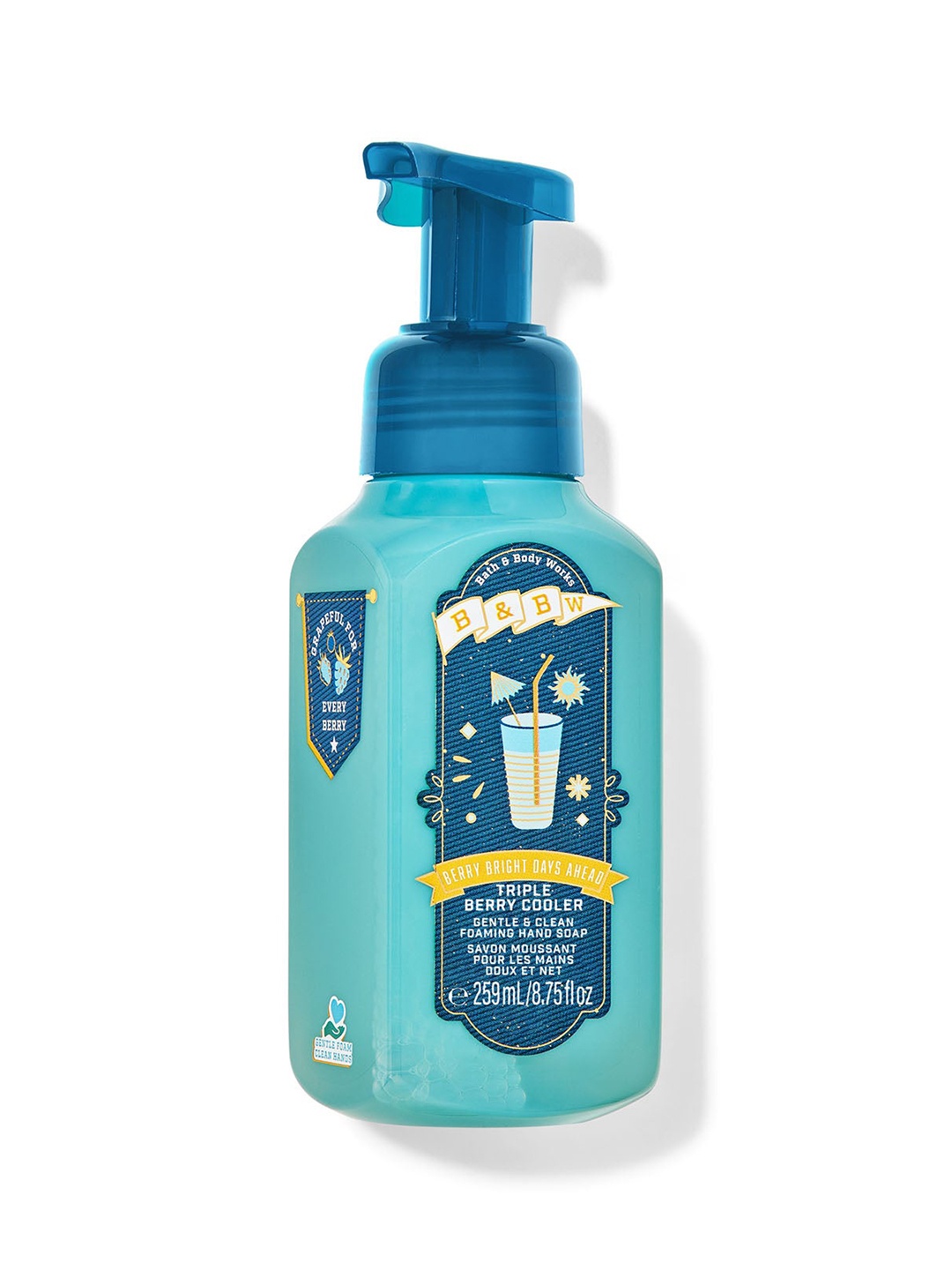 

Bath & Body Works Triple Berry Cooler Gentle & Clean Foaming Hand Soap - 259 ml, Blue