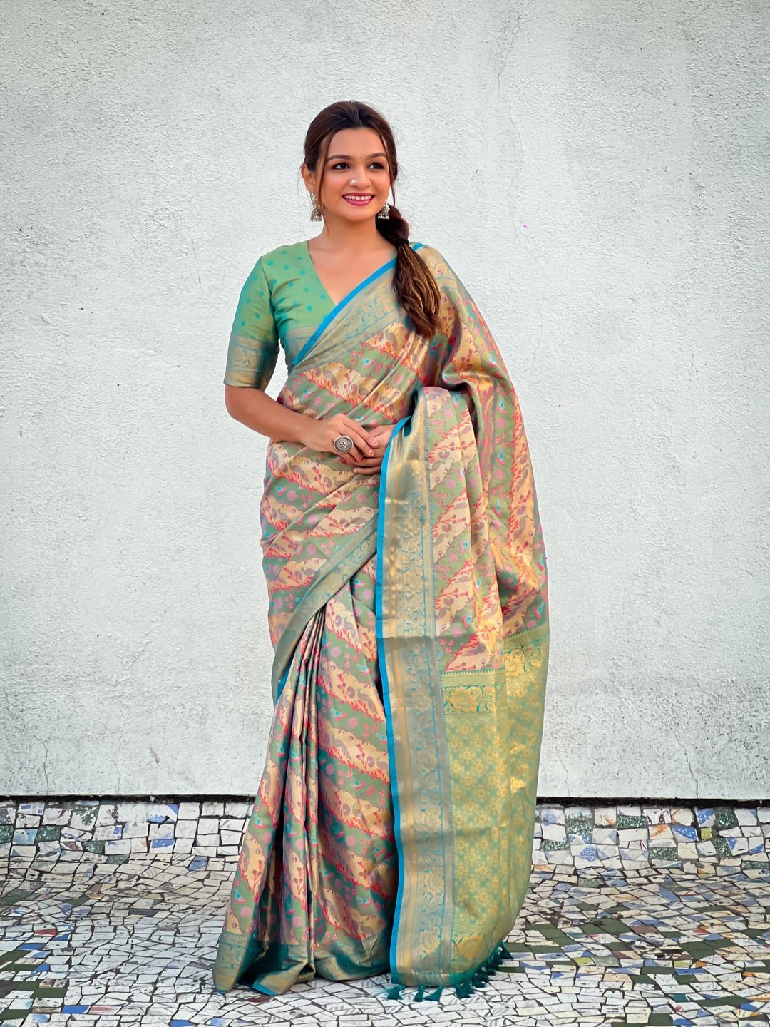 

Suha Art Silk Dharmavaram Saree, Green