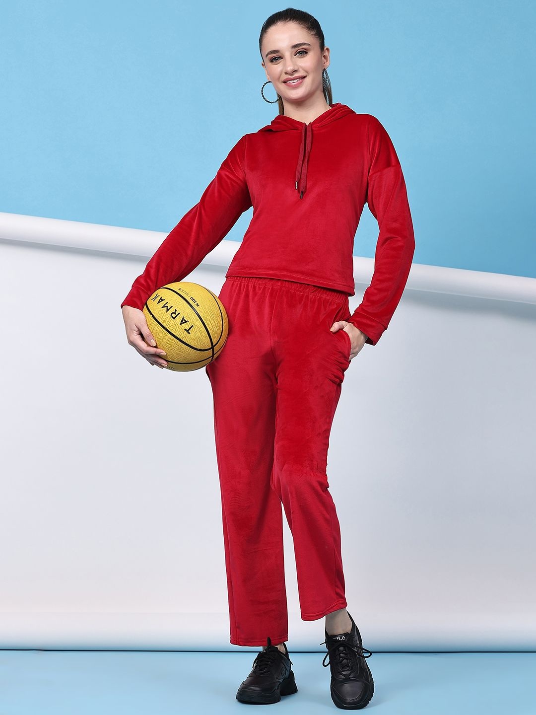 

DressBerry Red Hooded Sweatshirt With Trouser