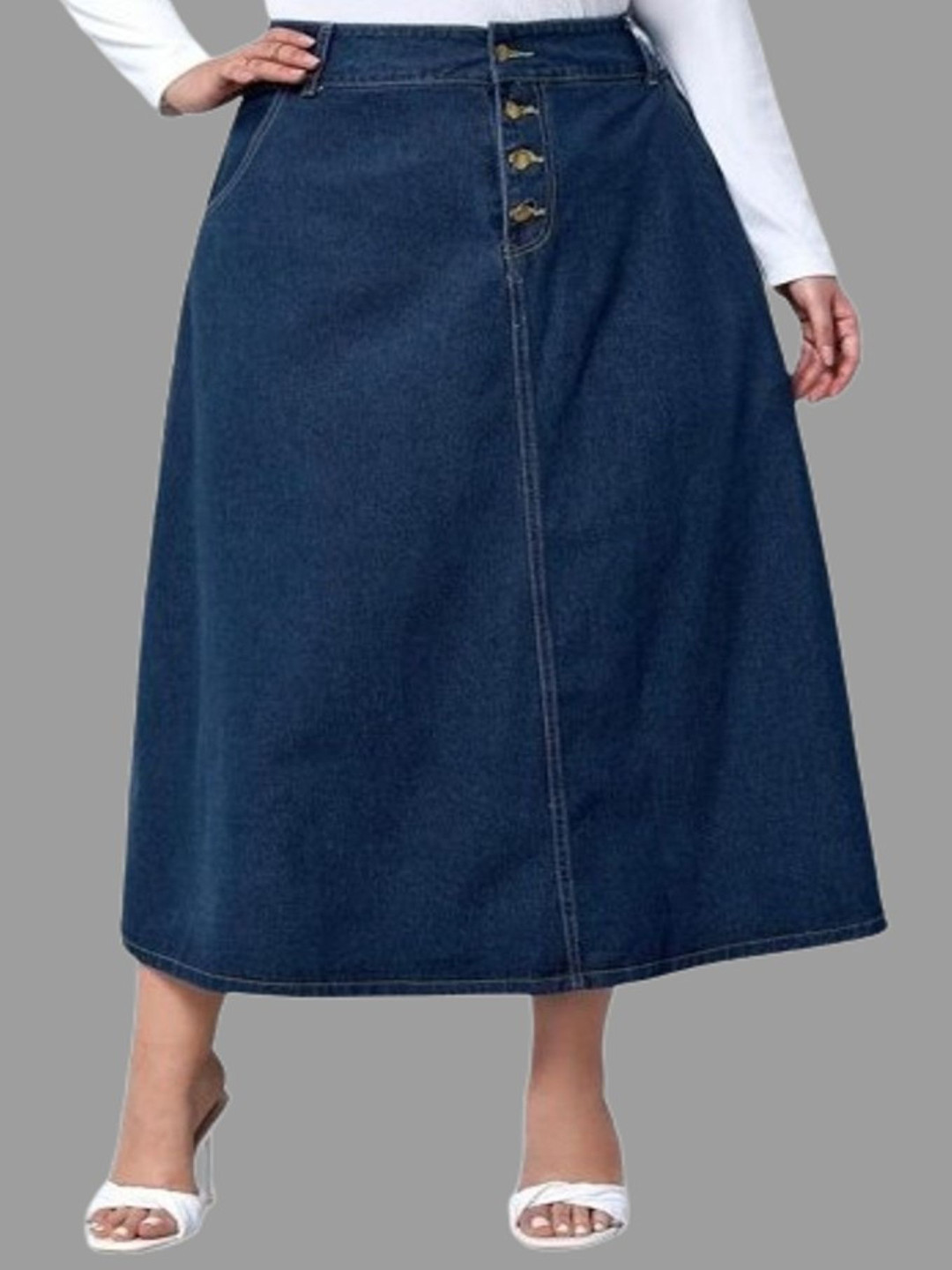 

Tripursundari Fashion A-Line Maxi Skirt, Navy blue