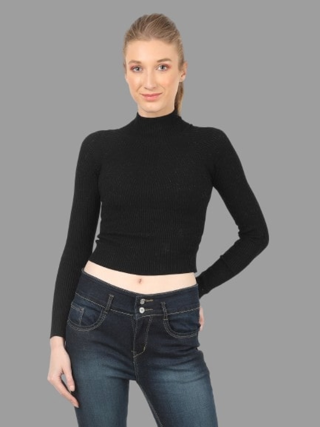 

NoBarr Turtle Neck Crop Pullover, Black