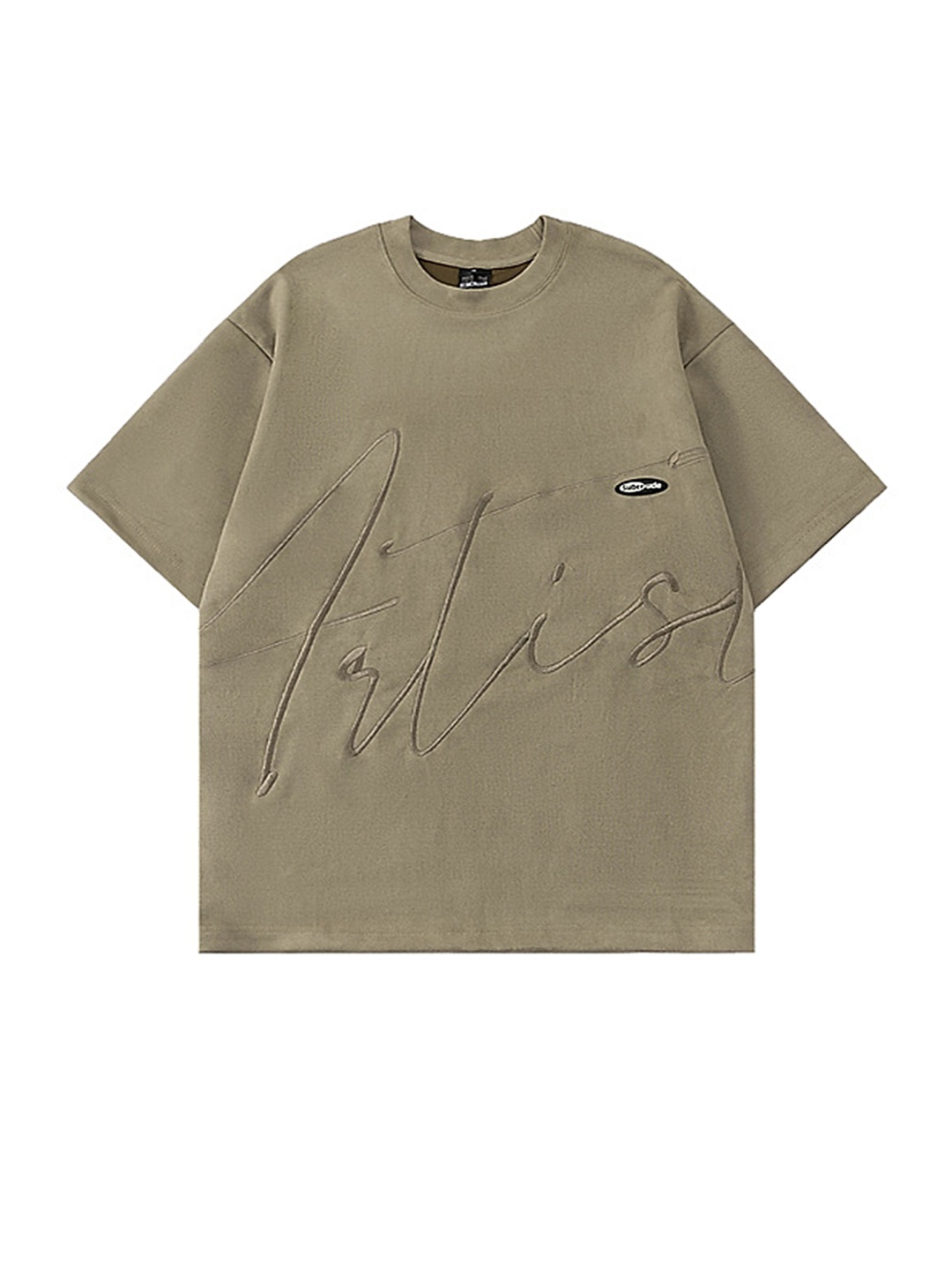 

LULU & SKY Round Neck Pure Cotton Boxy T-shirt, Olive