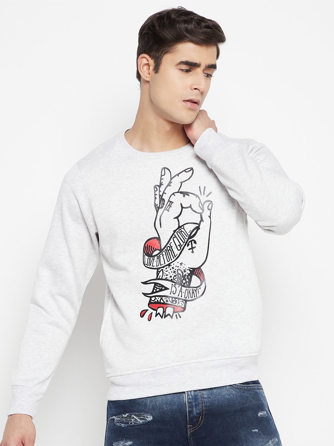 

LYCOS Men Printed Sweatshirt, Grey