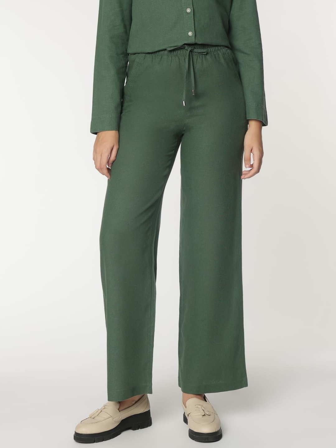 

Marks & Spencer Women High-Rise Trousers, Green