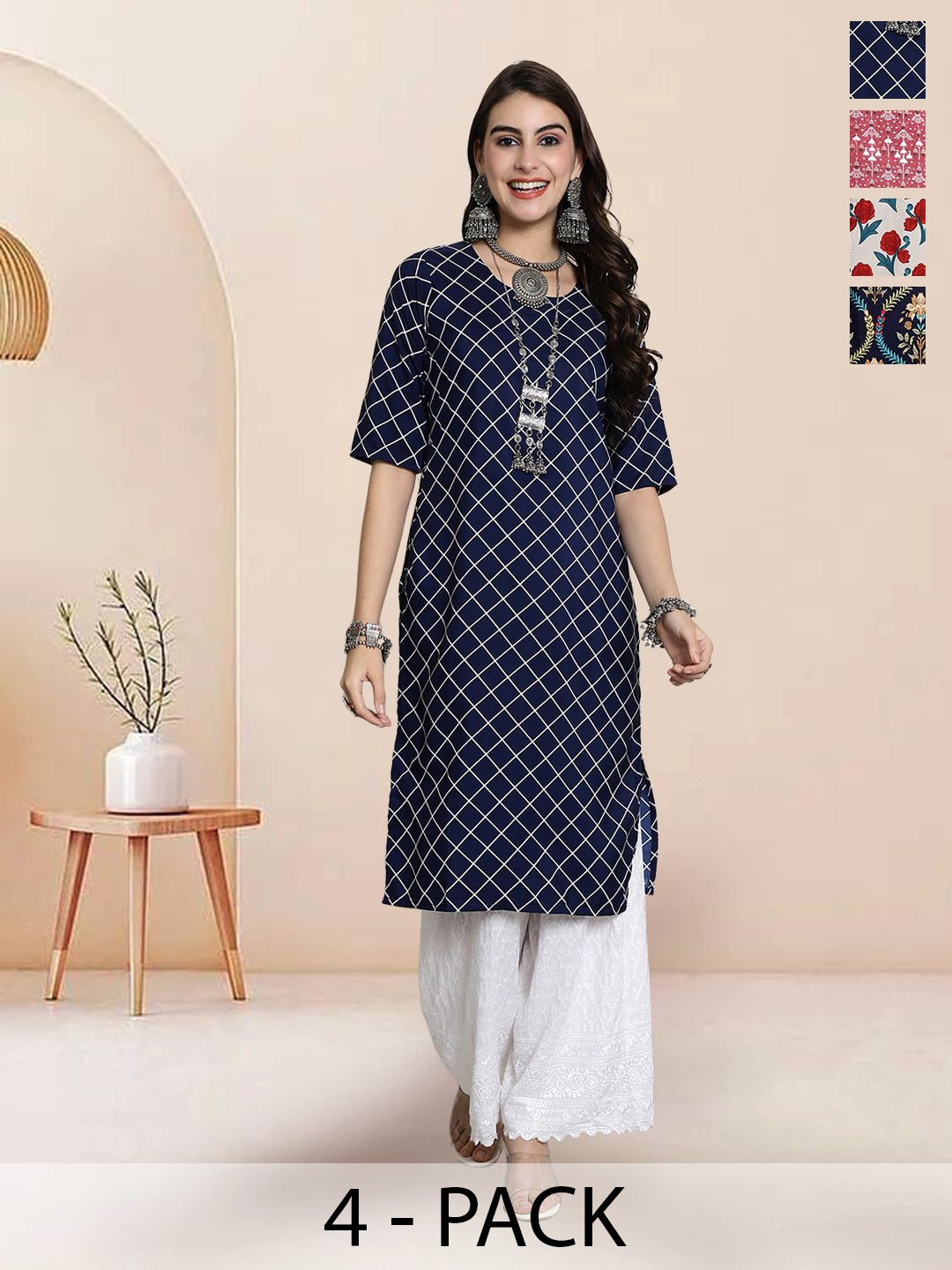 

7Threads Women Ethnic Motifs Printed Floral Crepe Kurta, Multi