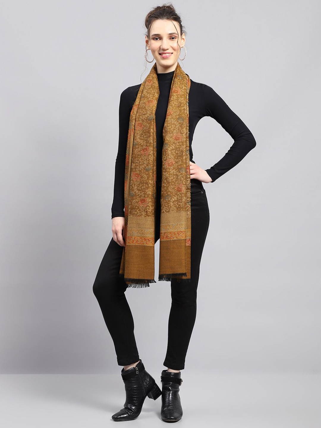 

Monte Carlo Woven-Design Shawl, Brown