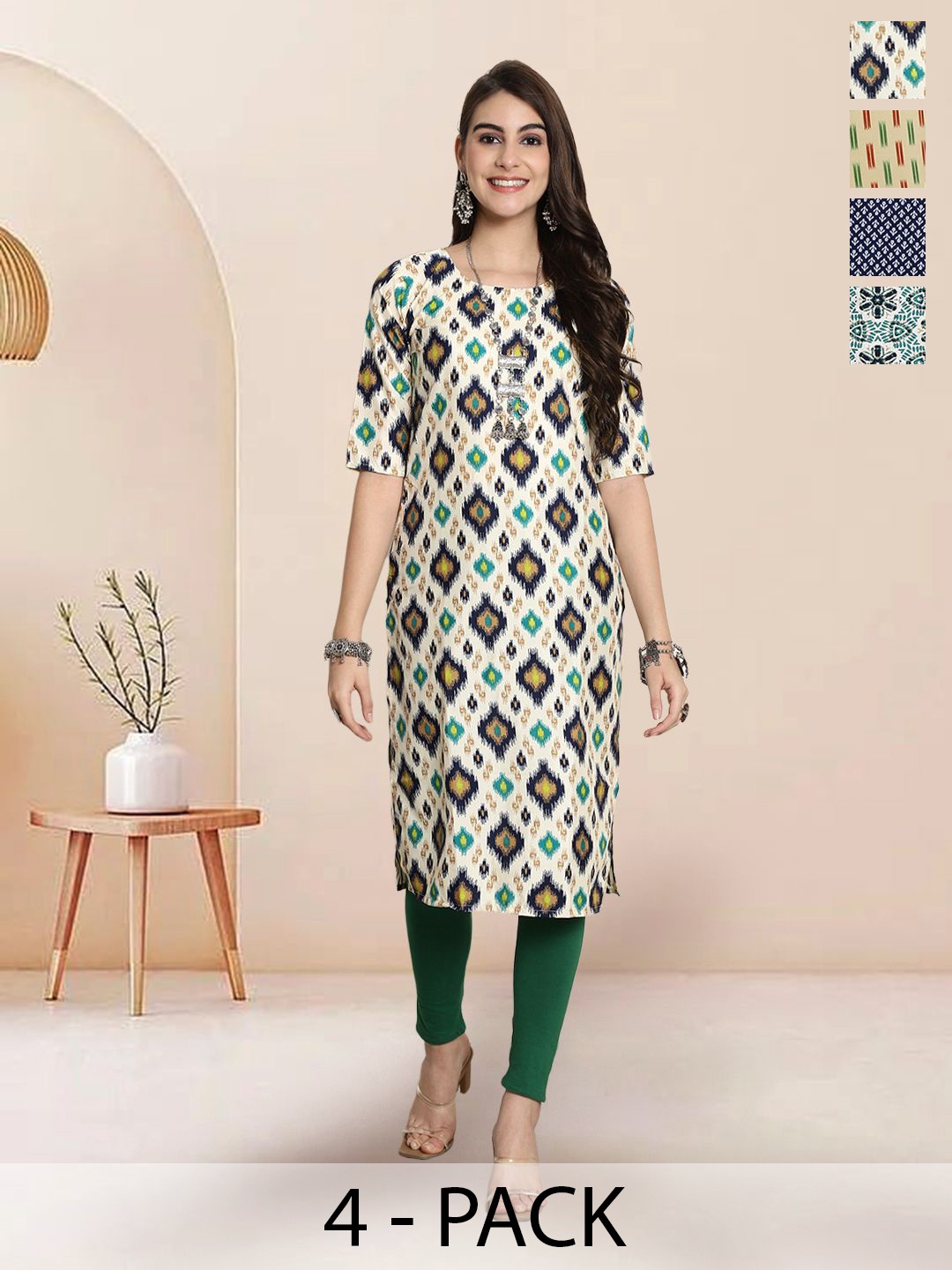 

7Threads Women Ethnic Motifs Printed Floral Crepe Kurta, Multi