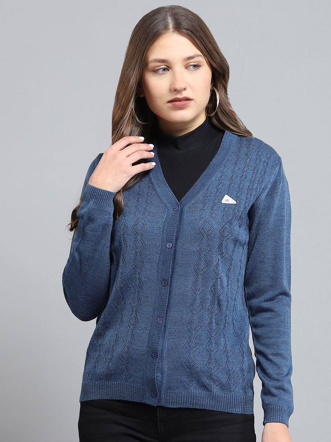 

Monte Carlo Women Woollen Cardigan, Blue