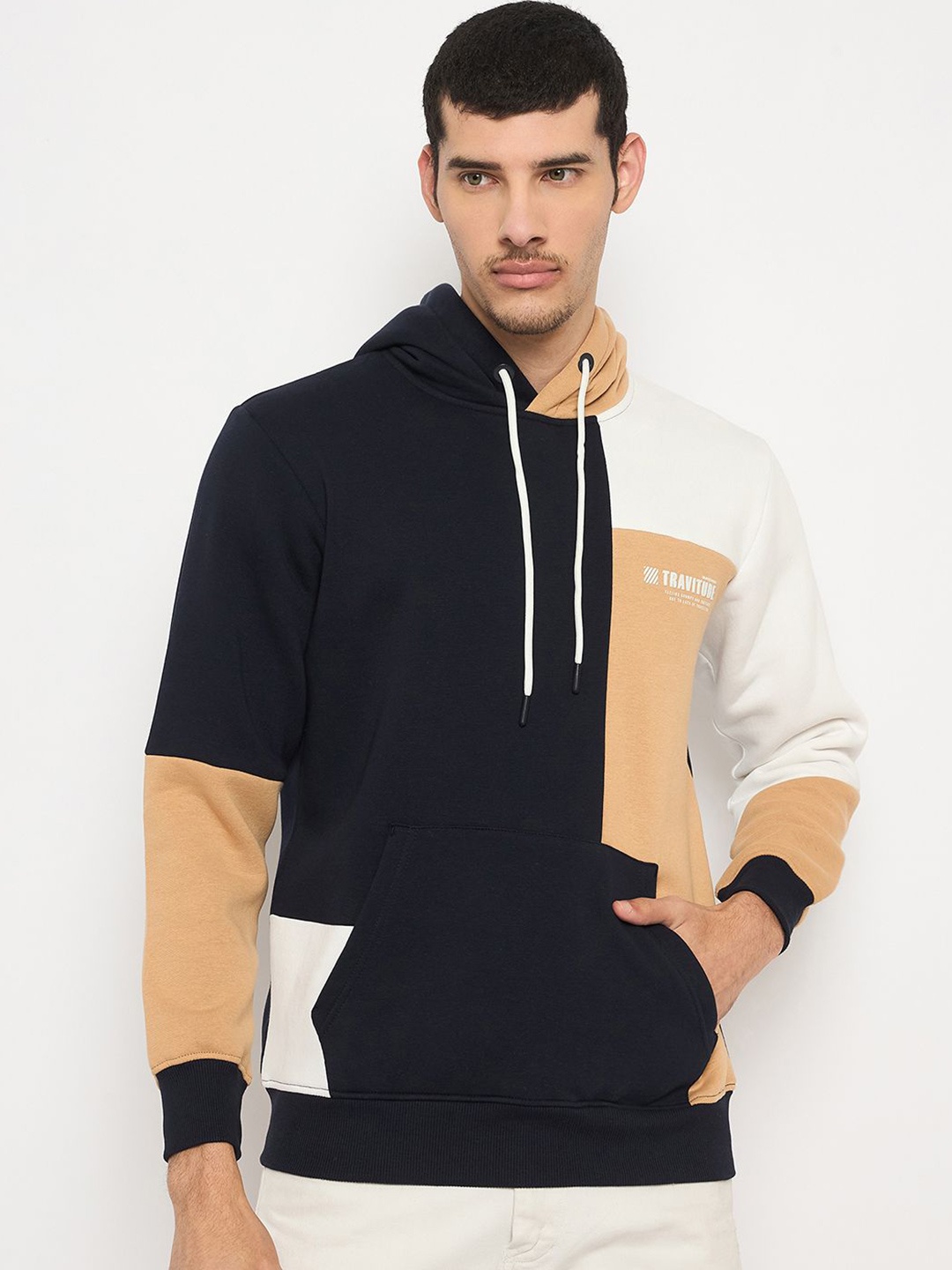 

Duke Men Colourblocked Hooded Sweatshirt, Blue