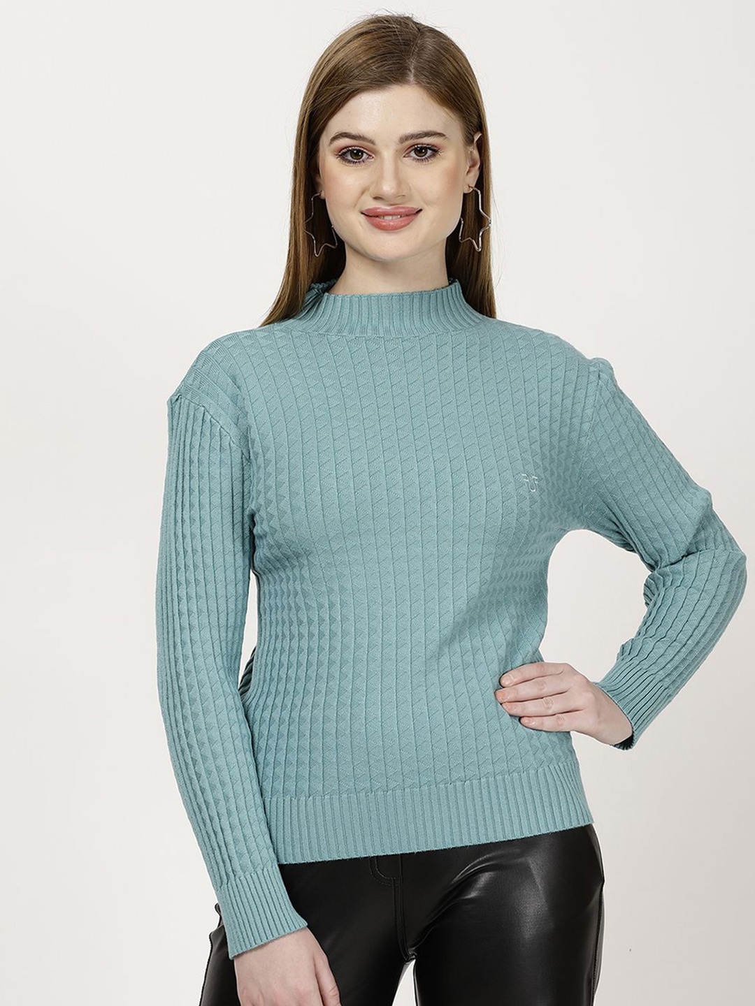 

FUTURO Women Striped Pullover, Sea green