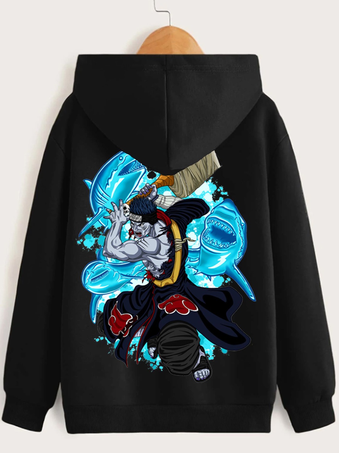 

ZEN1 FASHION Anime Printed Hooded Sweatshirt, Black