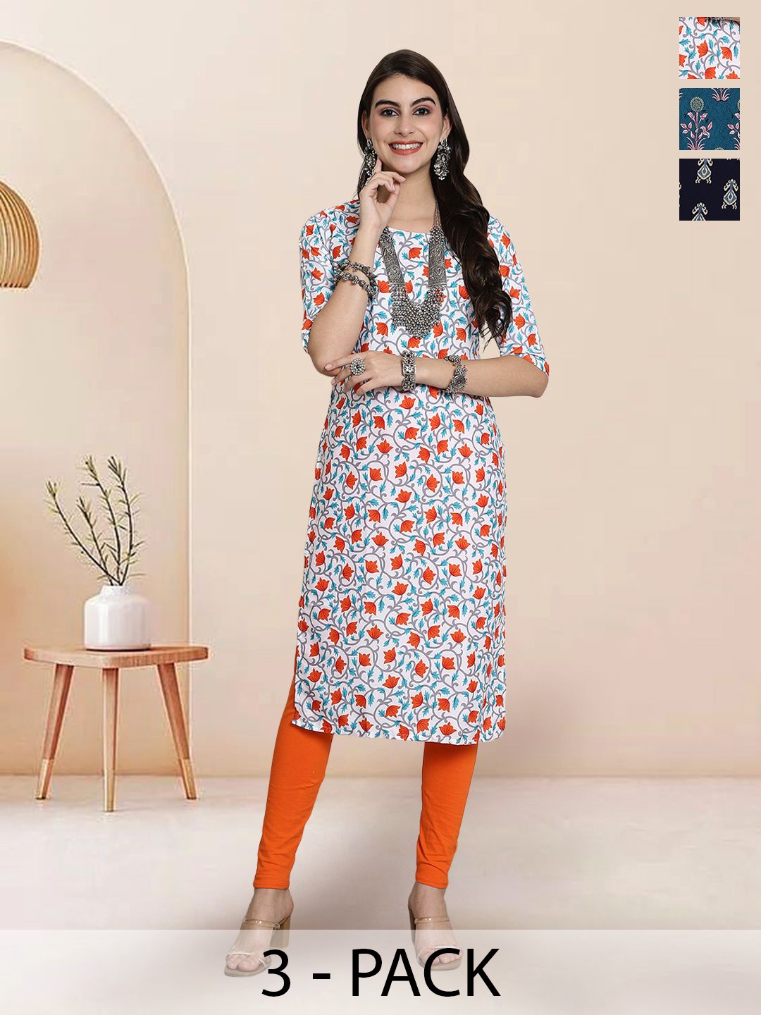 

7Threads Women Ethnic Motifs Printed Floral Crepe Kurta, Multi