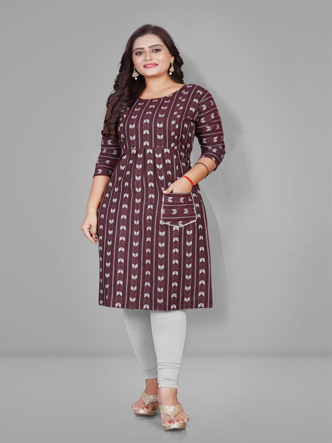 

Lerkiza Woven Design A-Line Pure Cotton Maternity Kurta, Maroon