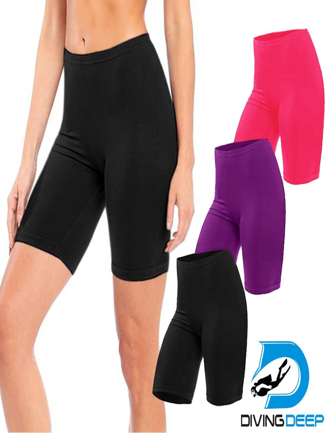 

Diving Deep Pack Of 3 Mid-Rise Above-Knee Length Tights, Black