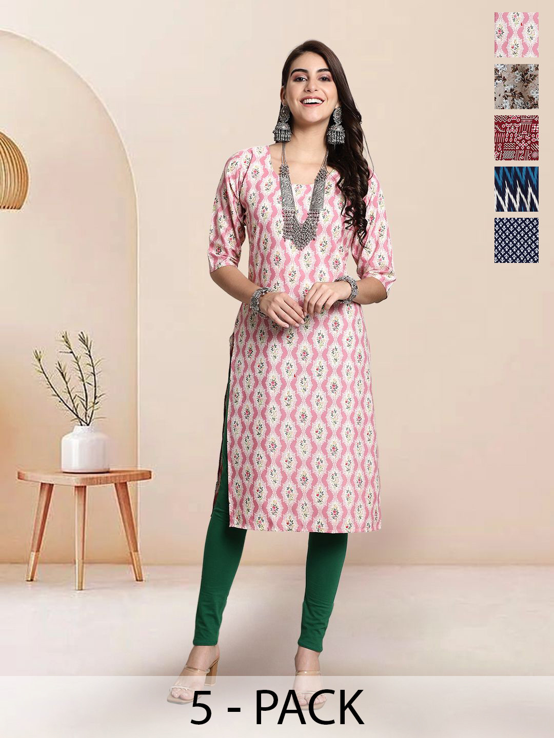 

7Threads Women Ethnic Motifs Printed Floral Crepe Kurta, Multi