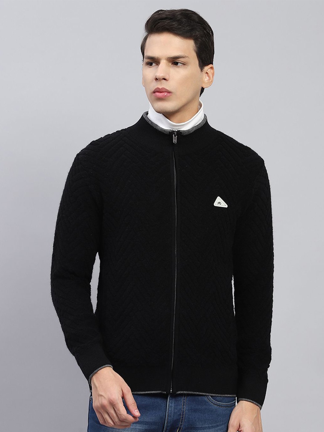 

Monte Carlo Men Chevron Woollen Pullover, Black