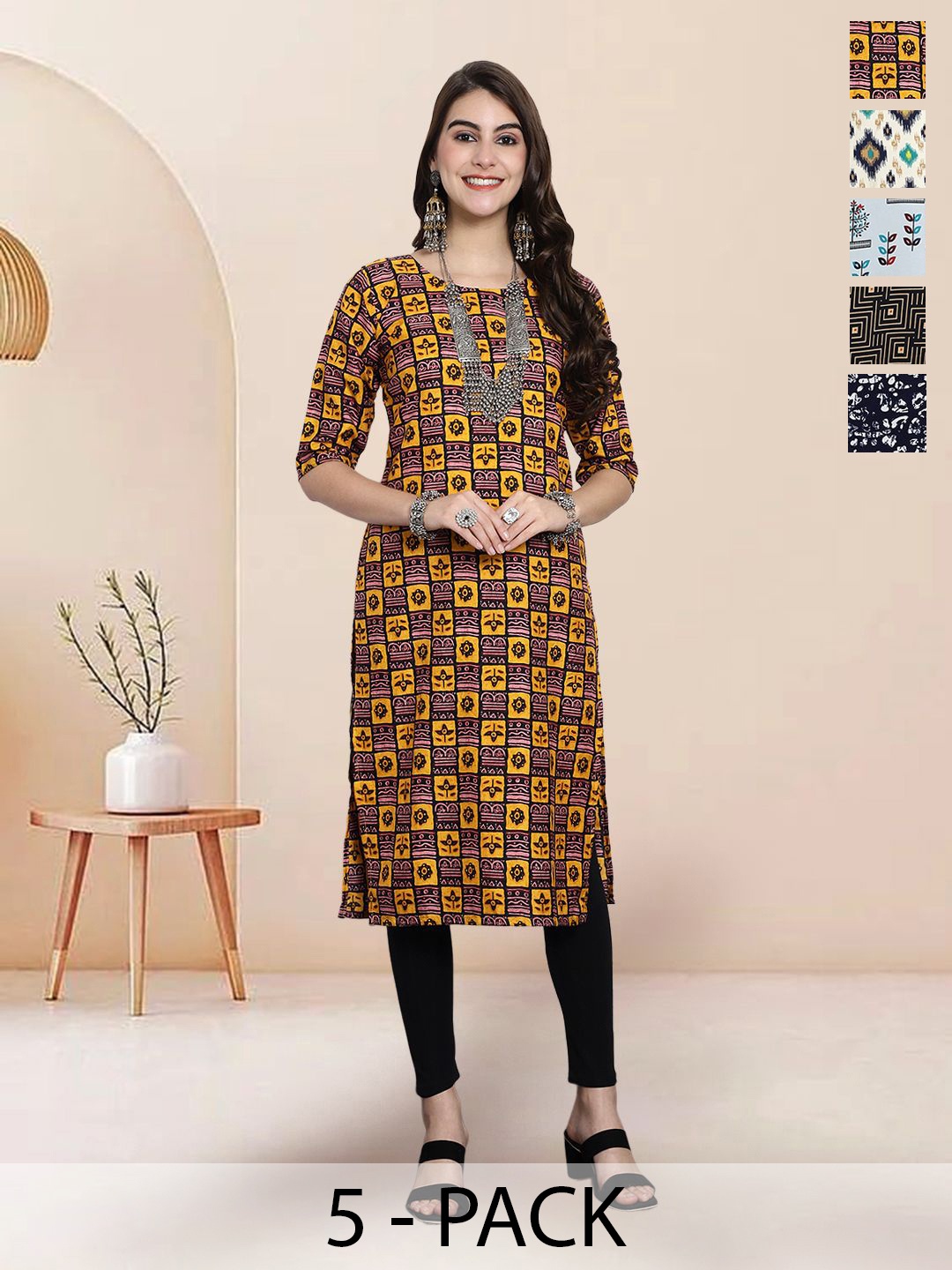 

7Threads Women Ethnic Motifs Printed Floral Crepe Kurta, Multi