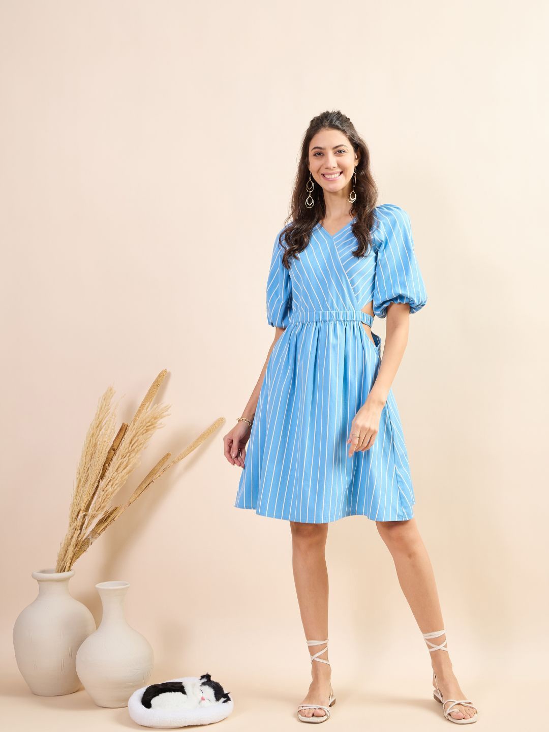 

Kiarabel Retail Striped Fit & Flare Dress, Blue