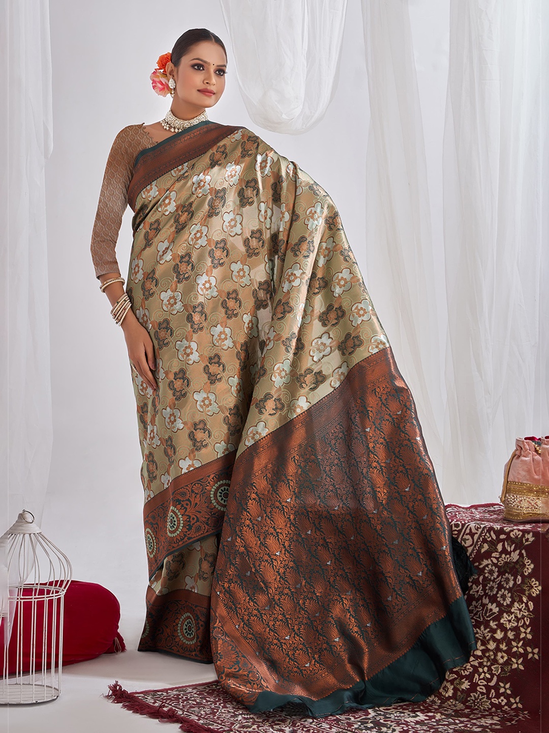 

choiceit Woven Design Zari Pure Silk Saree, Blue