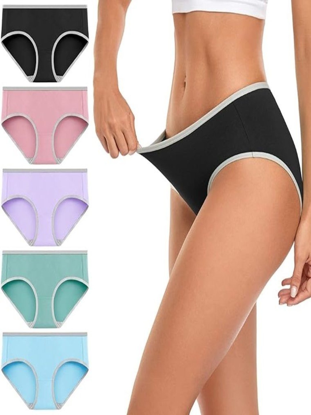 

Diving Deep Pack Of 5 Cotton Mid-Rise Hipster Briefs 3_4Grey folderr multi__L, Black