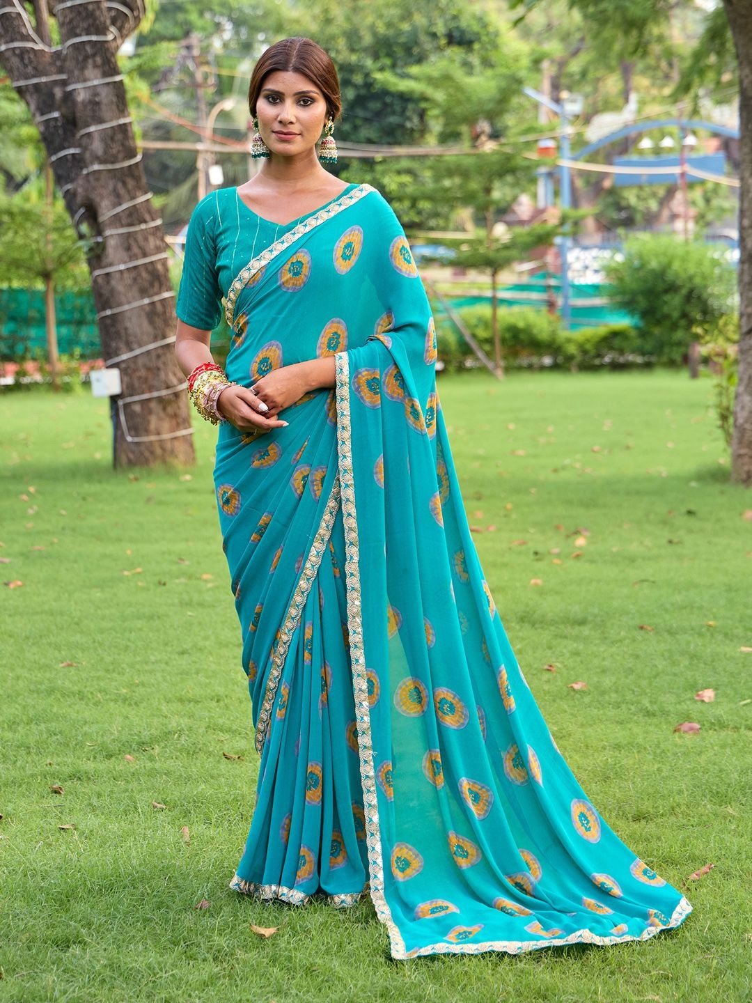 

Saree mall Embroidered Poly Georgette Sarees, Blue