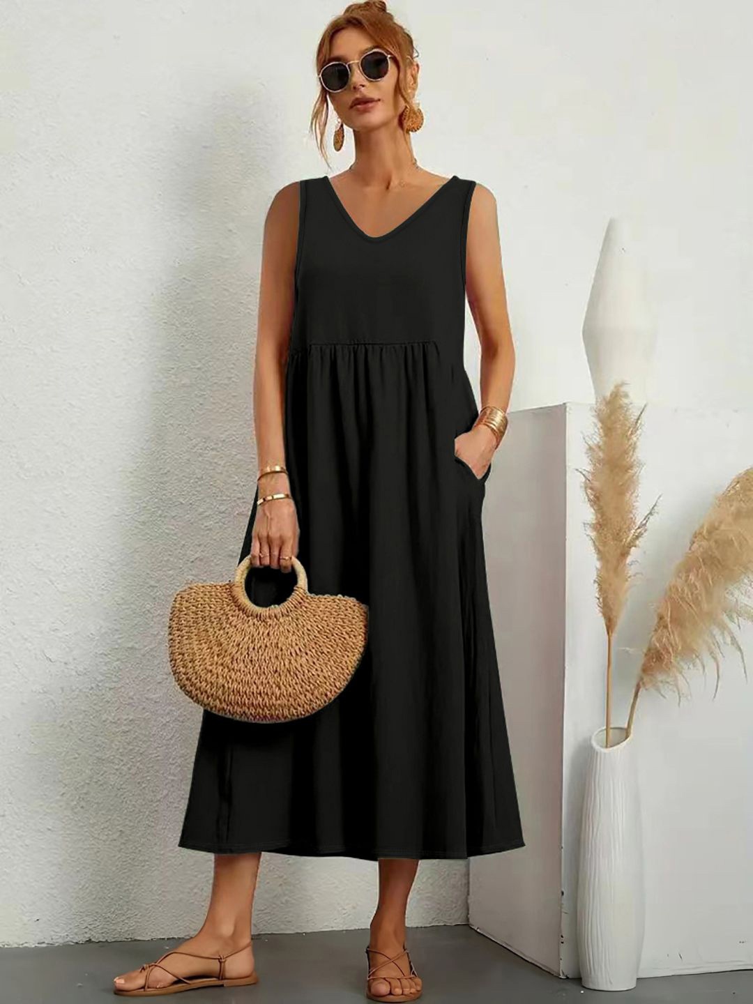 

StyleCast A-Line Midi Dress, Black