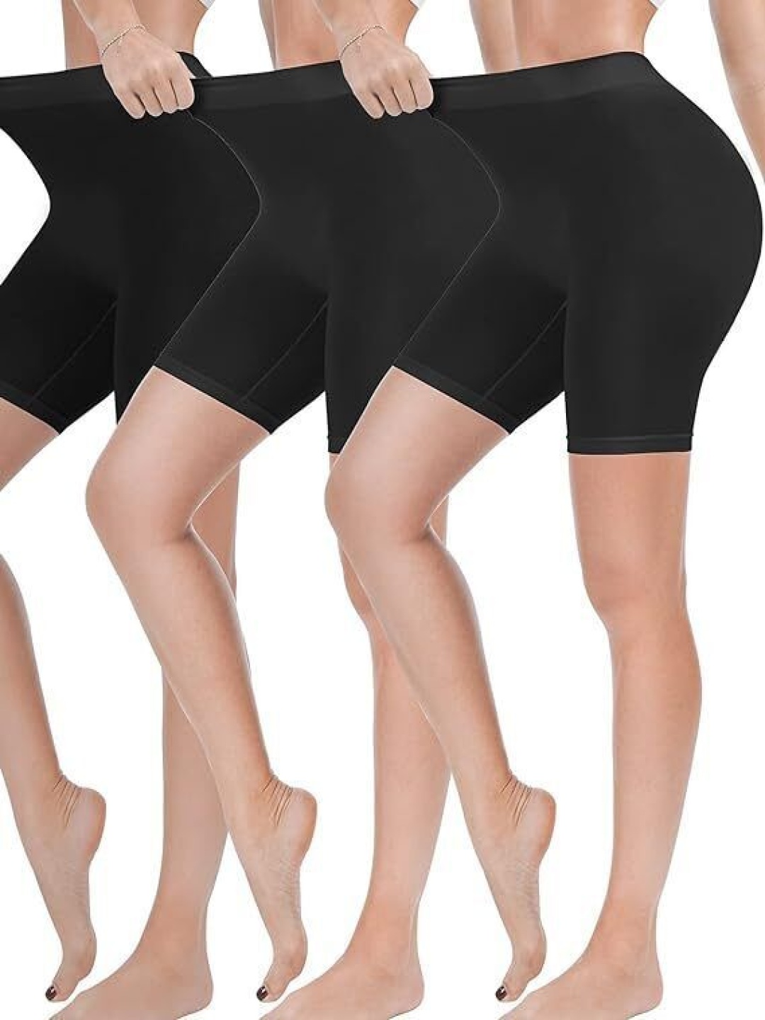 

Diving Deep Pack Of 3 Cotton Mid-Rise Above-Knee Length Tights, Black