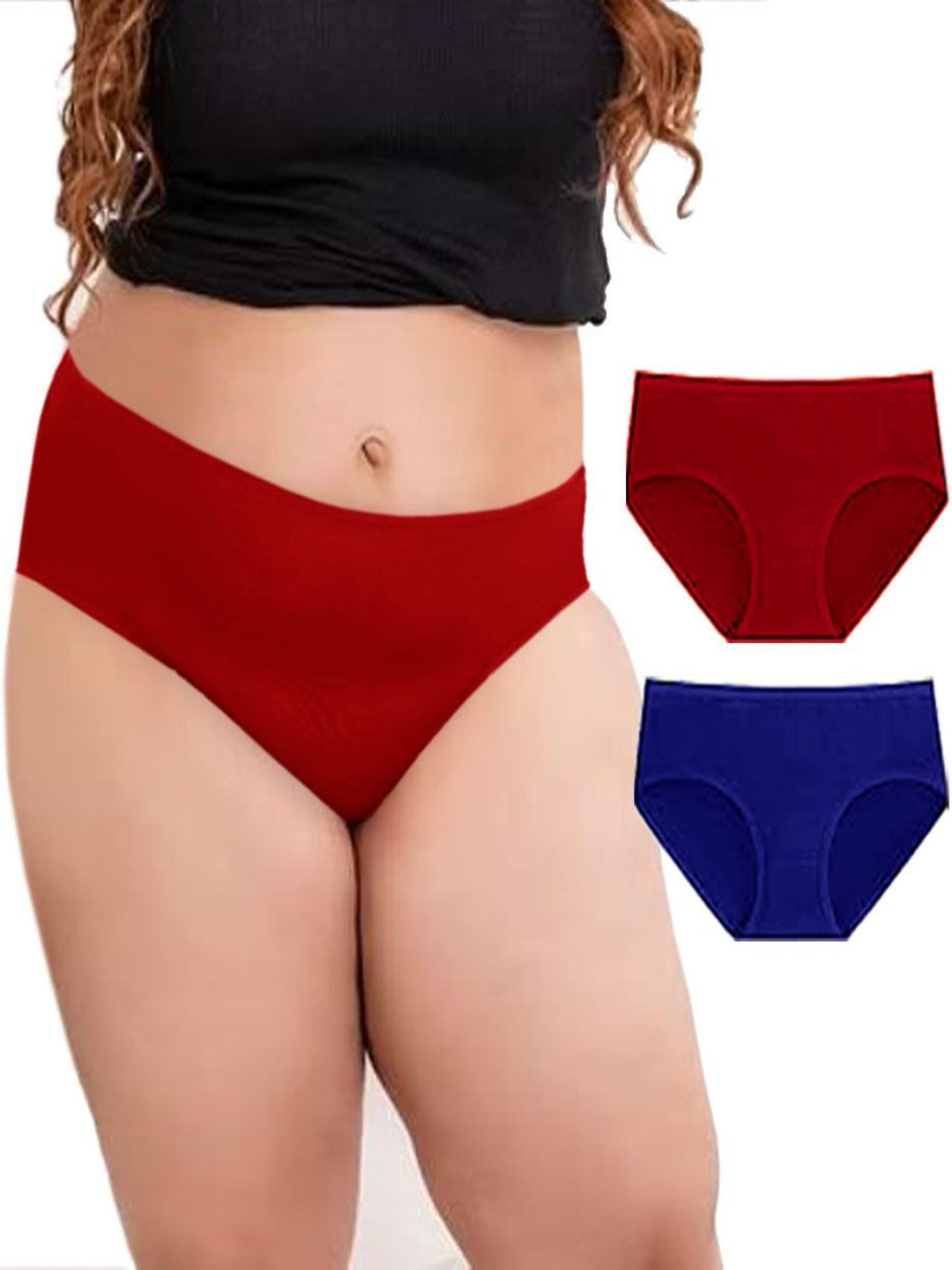 

Diving Deep Pack Of 2 Cotton Mid-Rise Hipster Briefs D160 M, Blue New Pant_ies_2 PC_4XL, Maroon