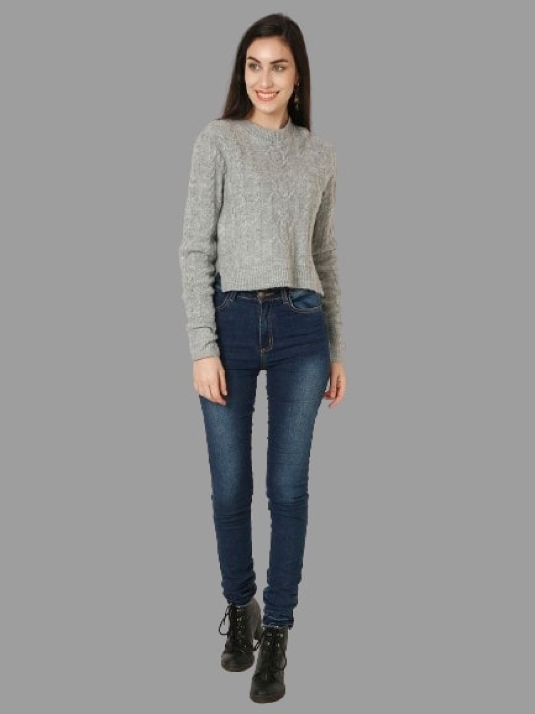 

NoBarr Cable Knit Acrylic Pullover, Grey