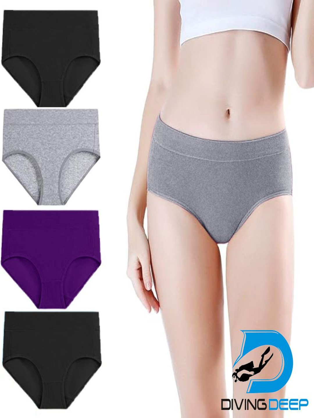 

Diving Deep Pack Of 4 Mid-Rise Hipster Briefs DD334 B2, G, Purple HR 1_4 PC_M, Black
