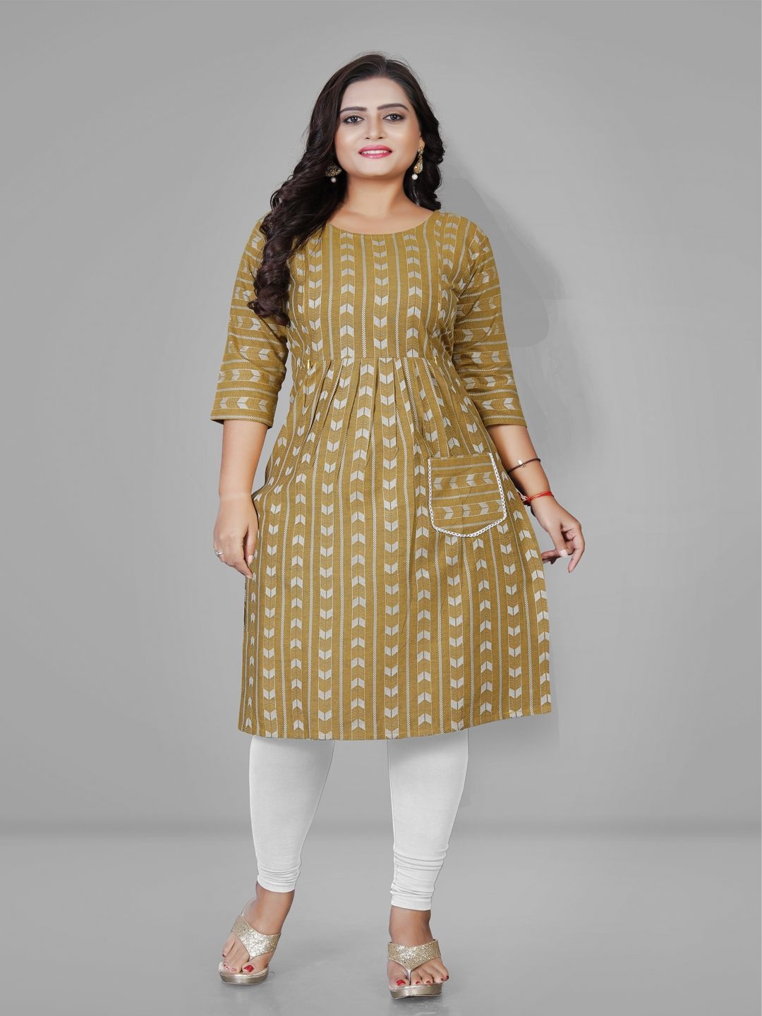 

Lerkiza Woven Design A-Line Pure Cotton Maternity Kurta, Olive