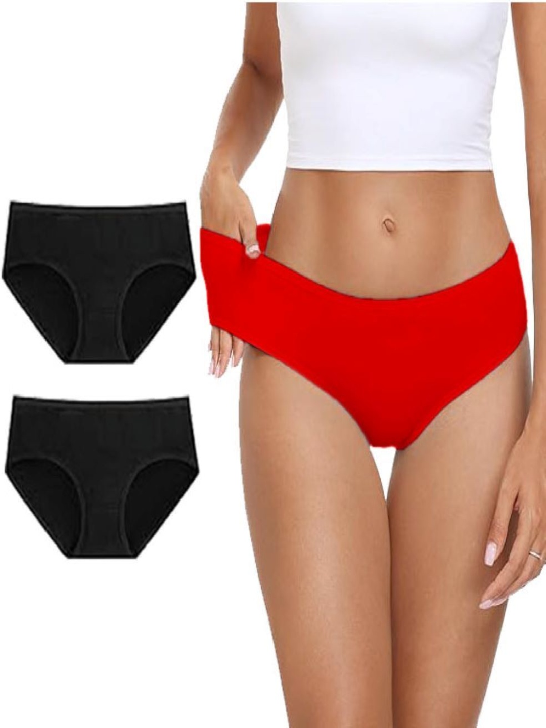 

Diving Deep Pack Of 3 Mid-Rise Hipster Briefs DD100 B2, R New Pant_ies_3 PC_S, Black