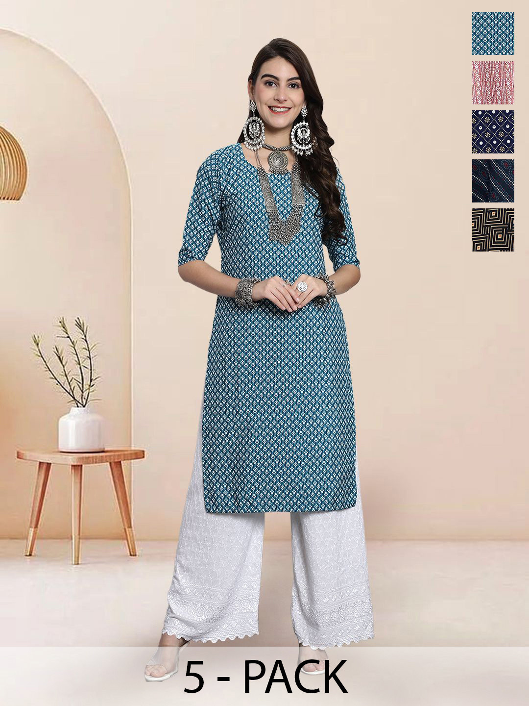 

7Threads Women Ethnic Motifs Printed Floral Crepe Kurta, Multi