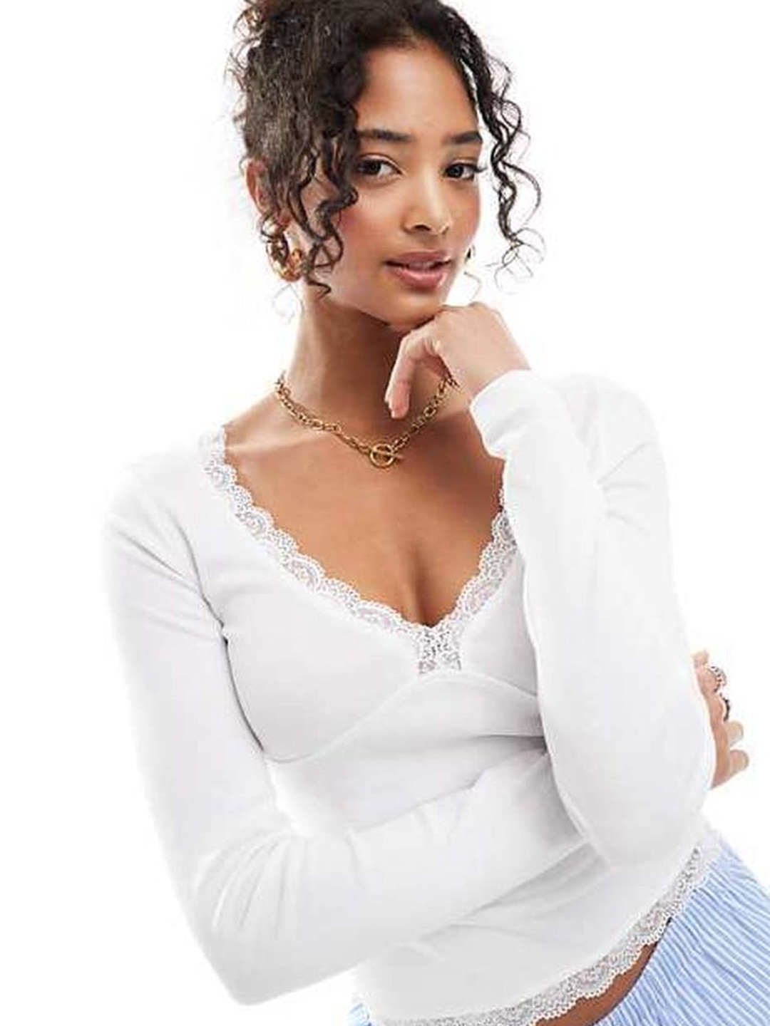 

LULU & SKY Bell Sleeve Wrap Top, White