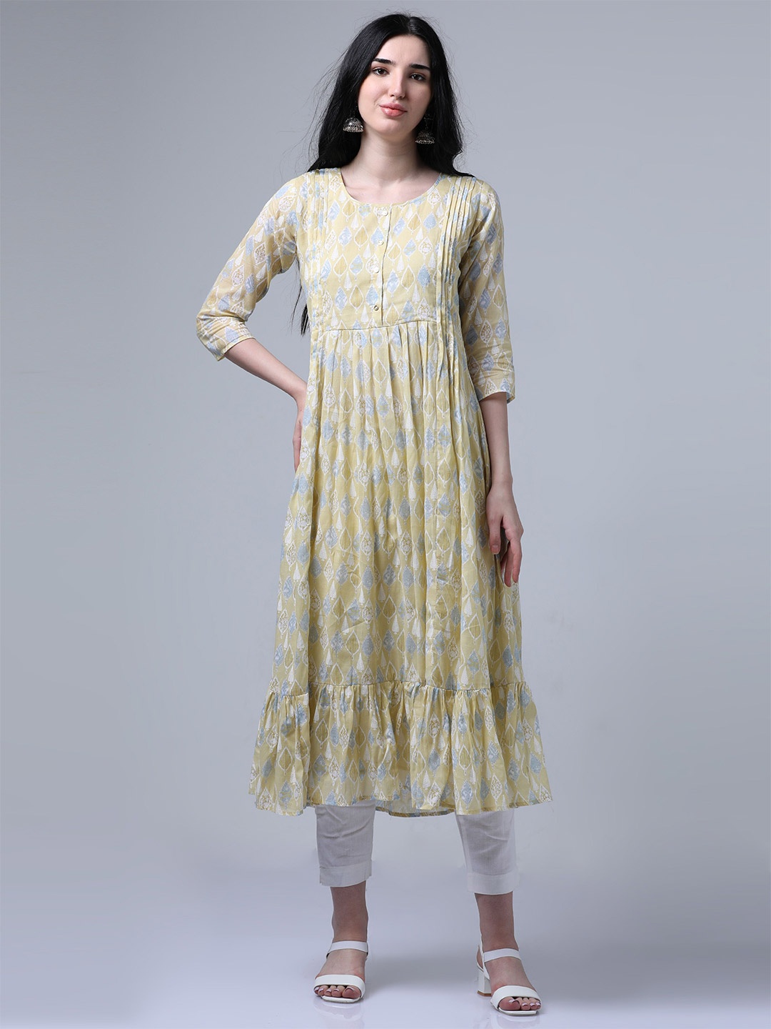 

Hassu's Floral Print Fit & Flare Midi Dress, Mustard