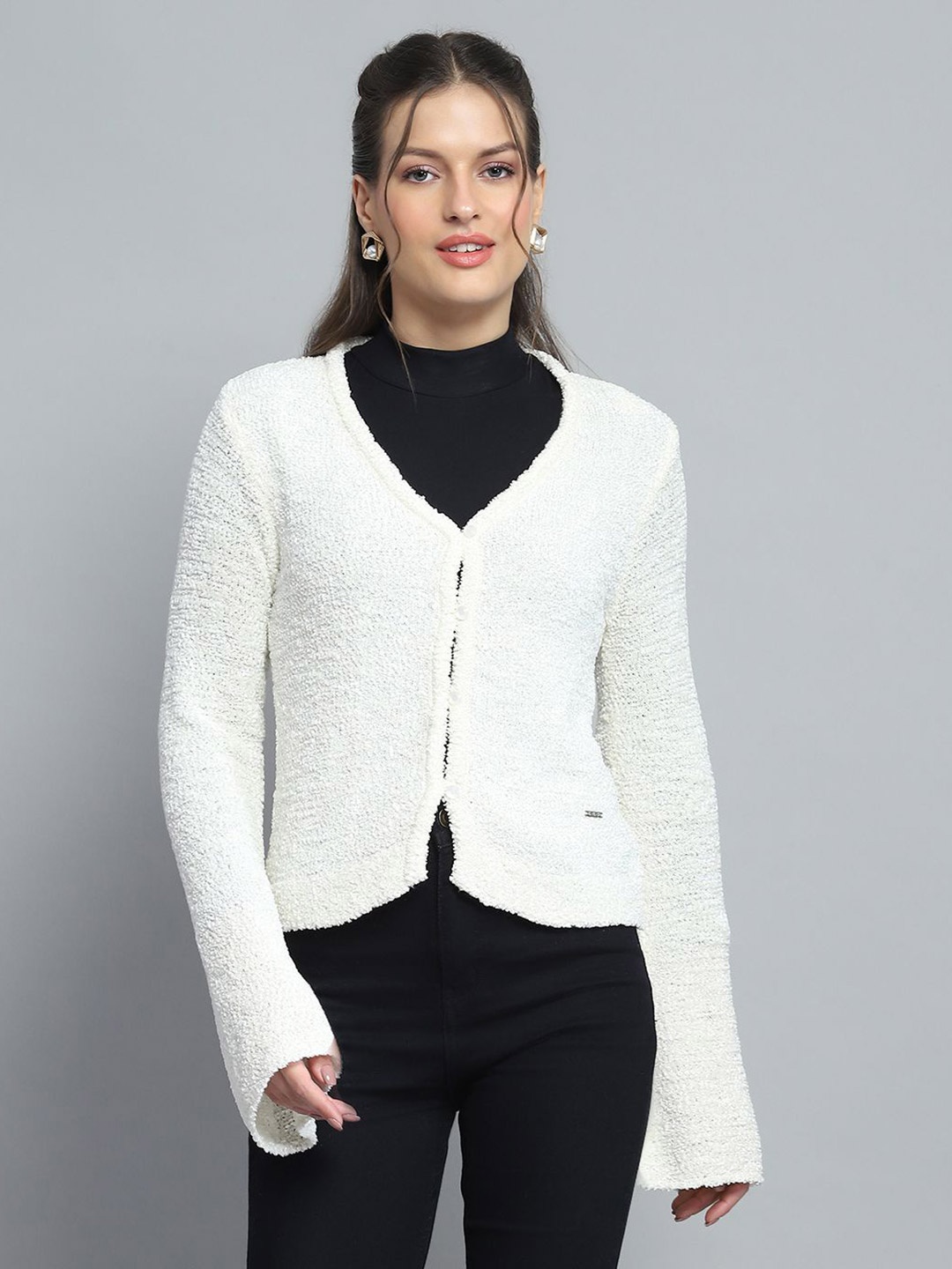 

Monte Carlo Women Woollen with Fuzzy Detail, Off white