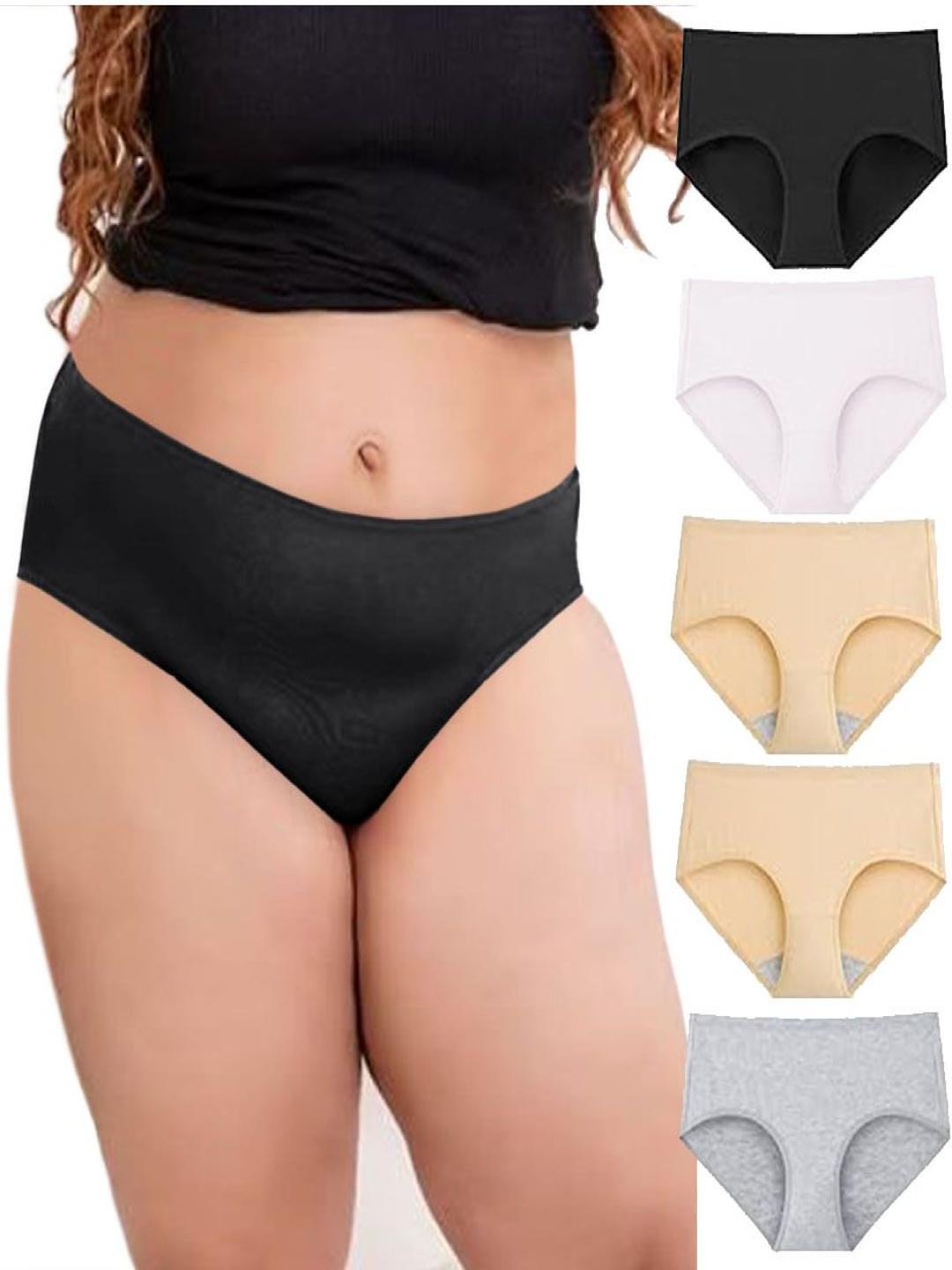 

Diving Deep Pack Of 5 Mid-Rise Hipster Briefs DD313 B, W, S2, G New Pant_ies_5 PC_L, Black
