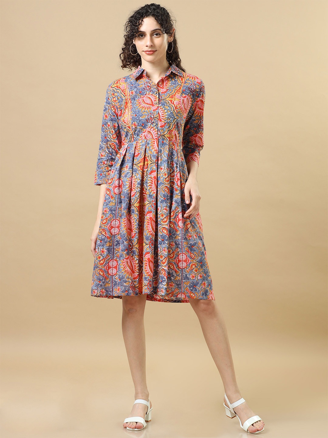 

Hassu's Floral Print A-Line Dress, Blue