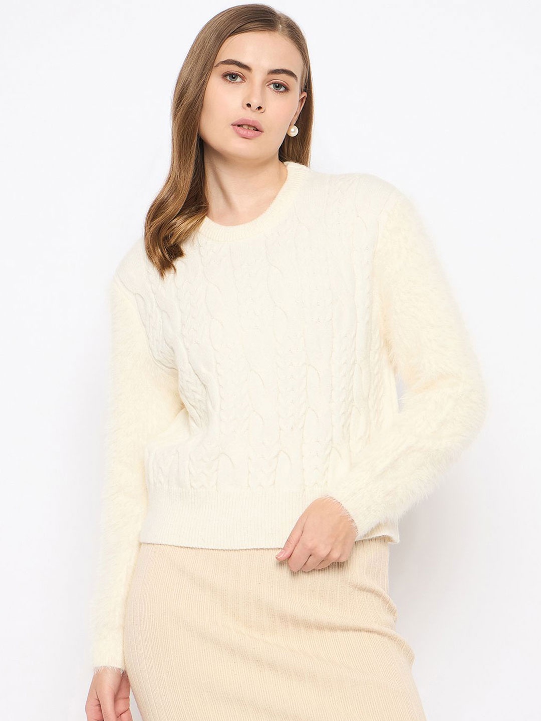 

Madame Women Cable Knit Pullover, Off white