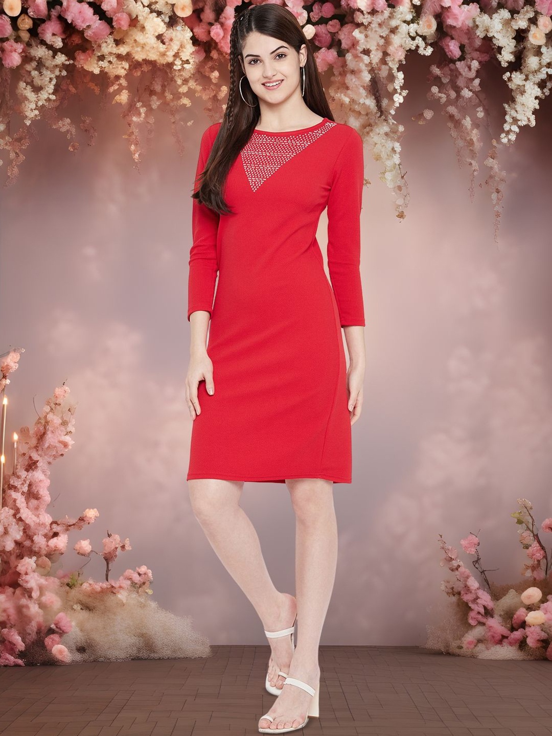 

DressBerry Embellished A-Line Dress, Red