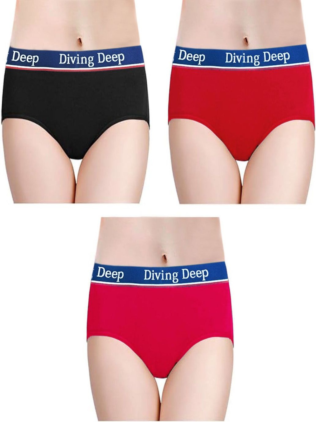 

Diving Deep Pack Of 3 Hipster Briefs DD342 B, R, D Pink D101_3 PC_M, Black
