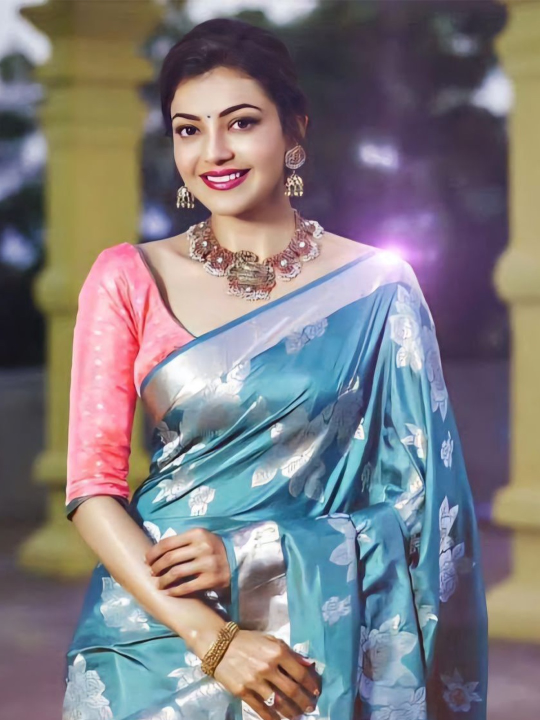 

choiceit Woven Design Zari Pure Silk Saree, Blue