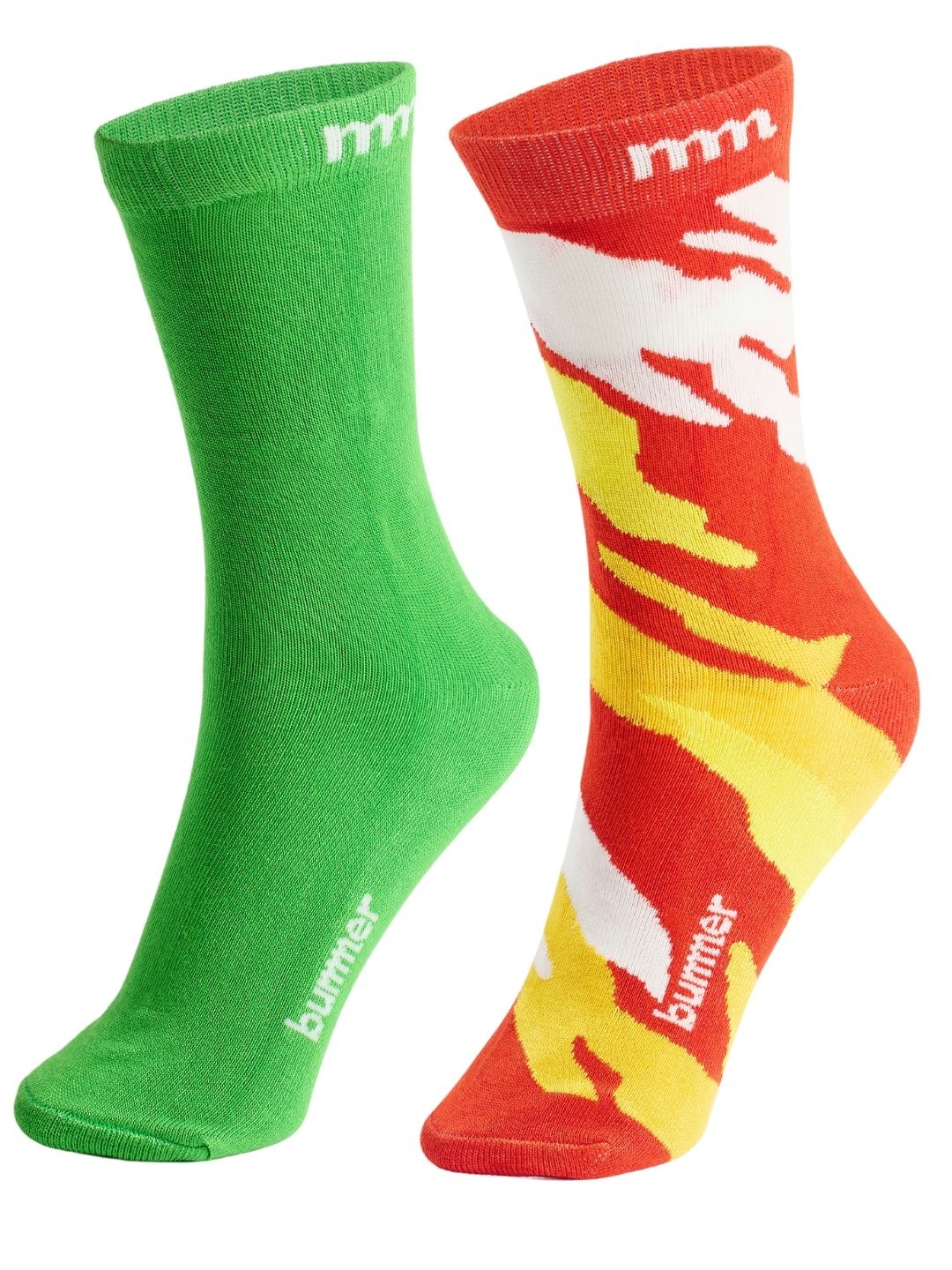

bummer Unisex Pack Of 2 Printed Bamboo Odour-Free Calf-Length Socks, Green