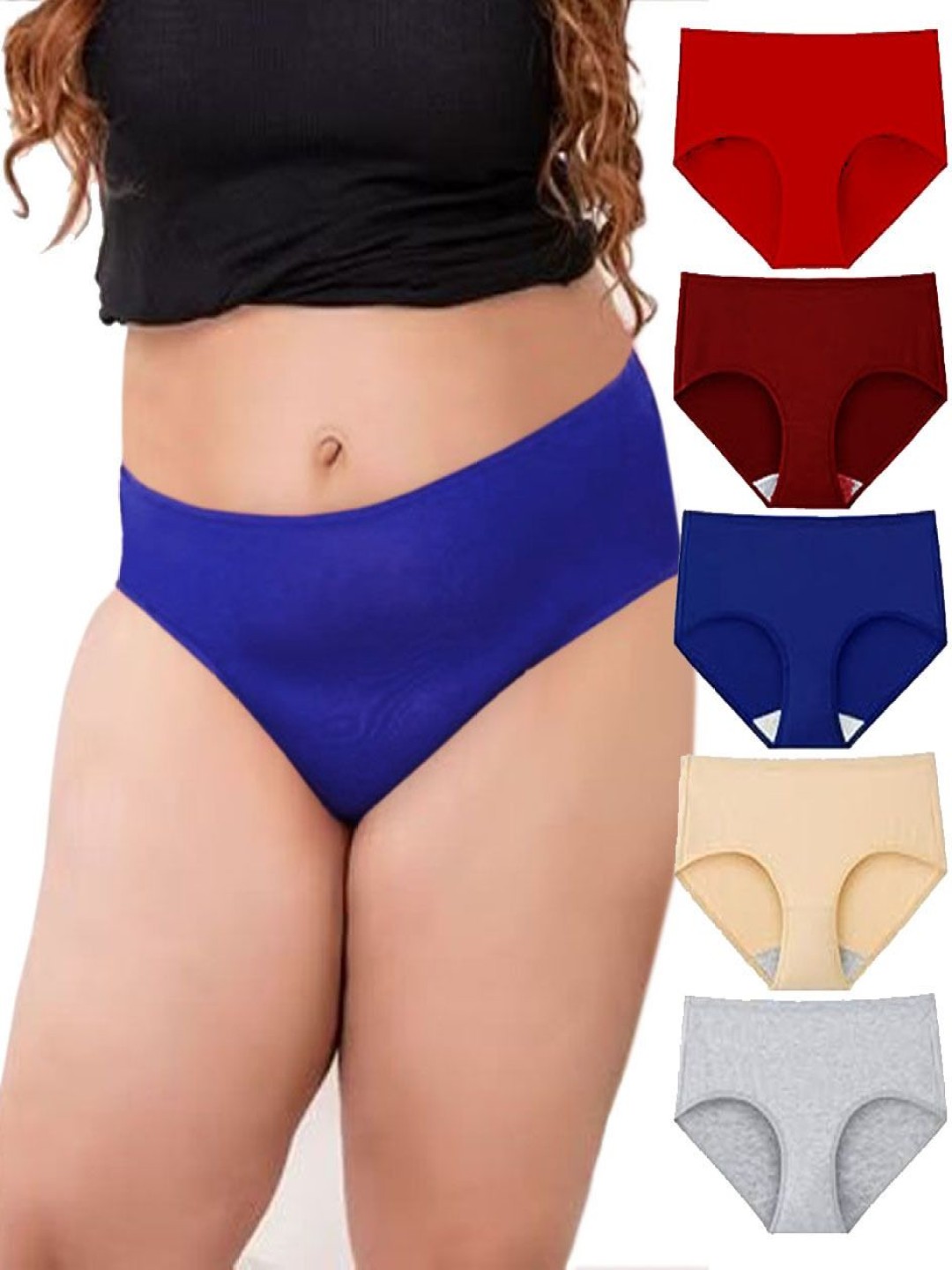 

Diving Deep Pack Of 5 Mid-rise Hipster Briefs DD277 R, M, Blue, S, G New Pant_ies_5 PC_XL, Red