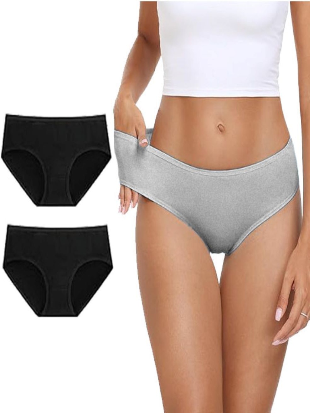 

Diving Deep Pack Of 3 Hipster Mid-Rise Briefs DD128 B2, G New Pant_ies_3 PC_XS, Black