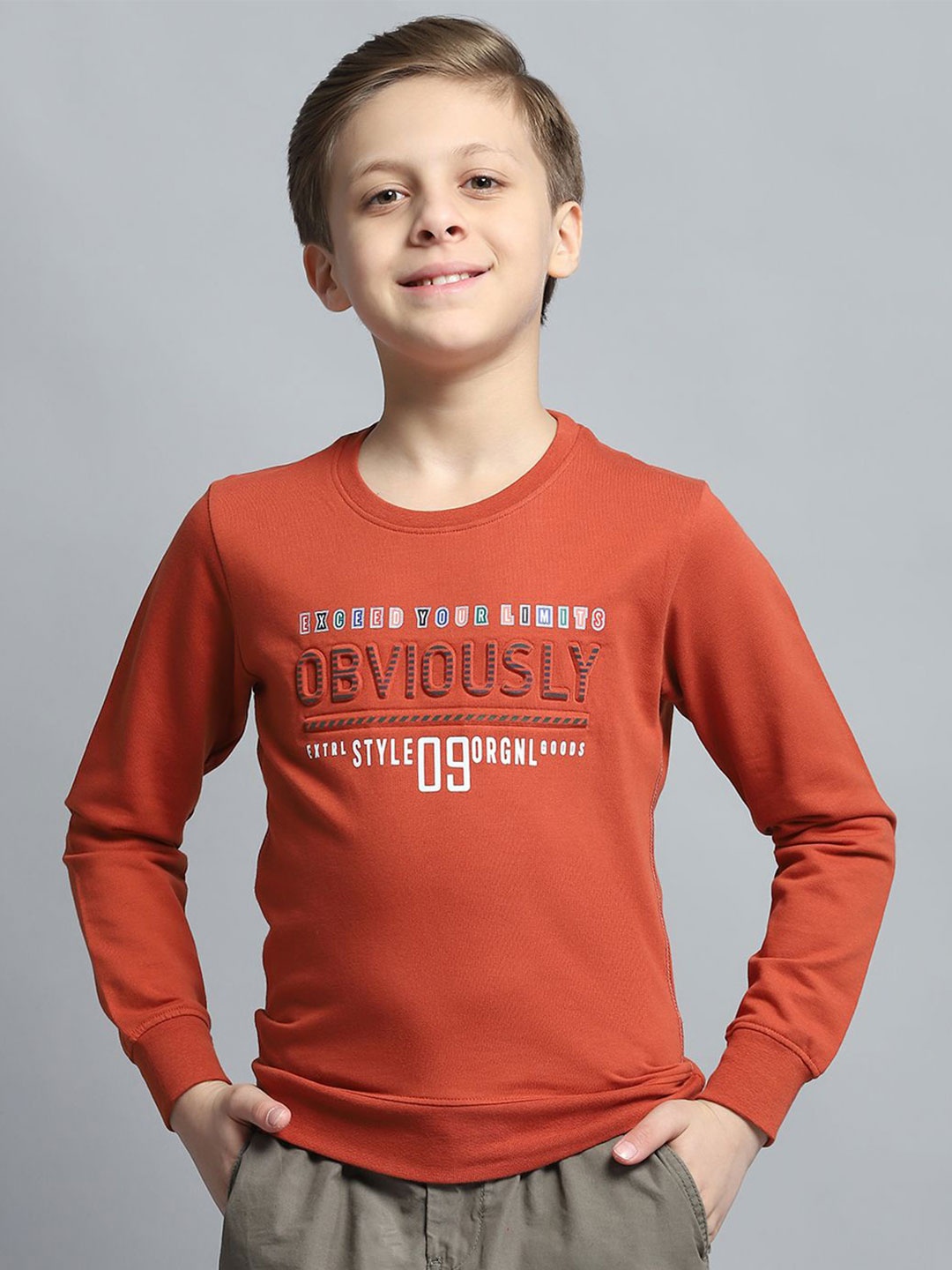 

Monte Carlo Boys Typography Printed Pullover, Rust