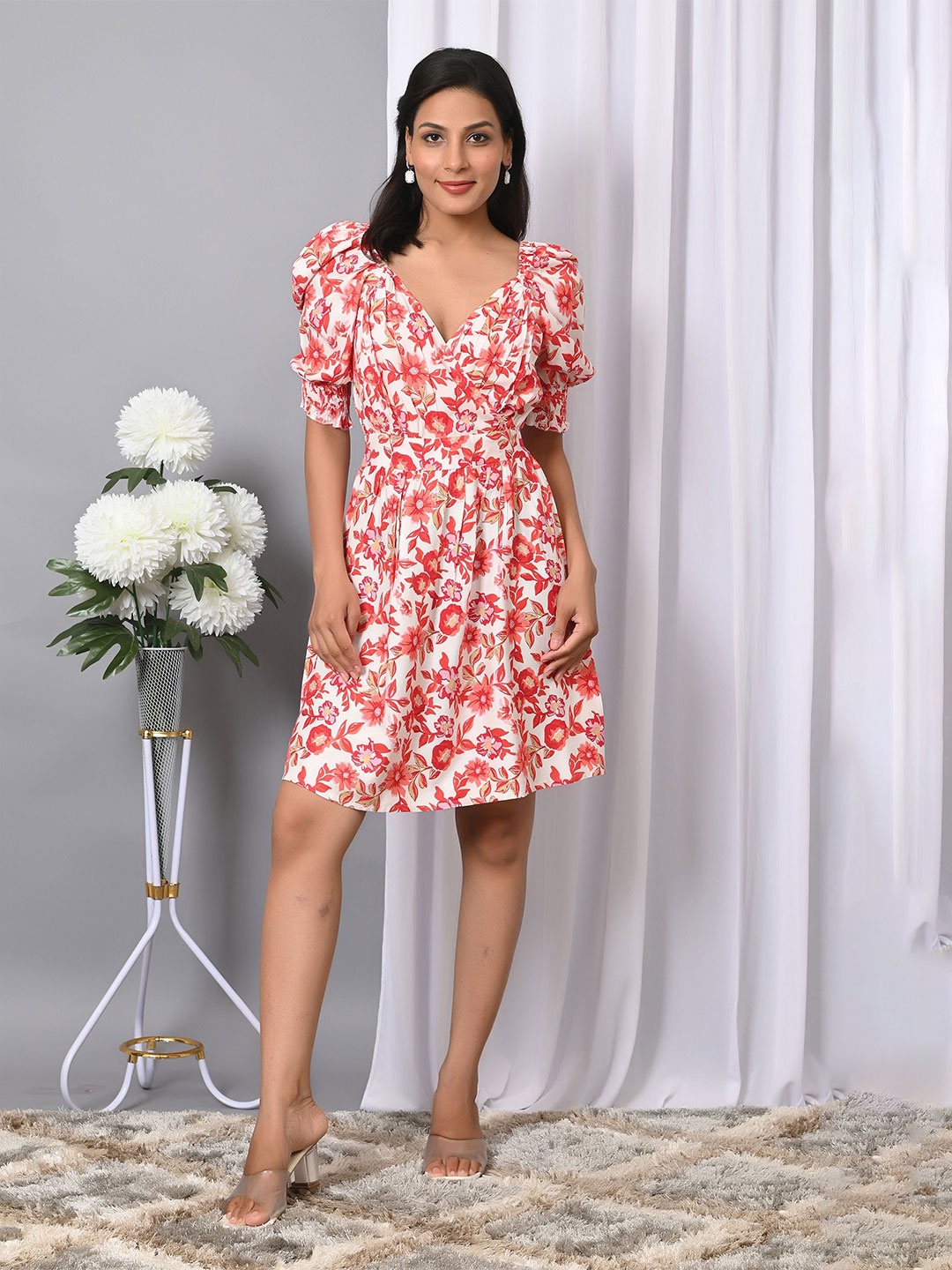 

VYMO Floral Print Fit & Flare Dress, Multi